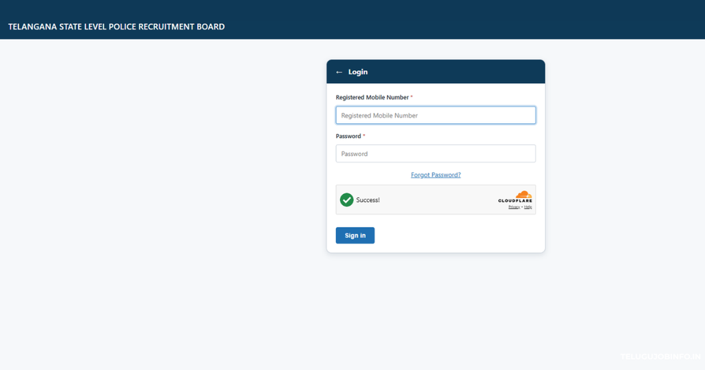 TG Police Recruitment Board Login Panel Guide telugu